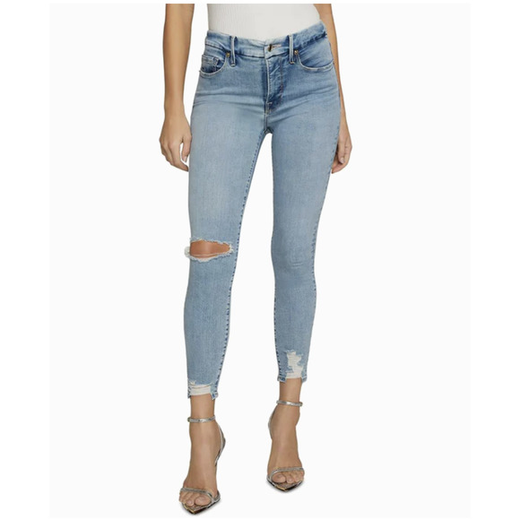 Good American Denim - Good American Distressed Skinny Ankle Jeans